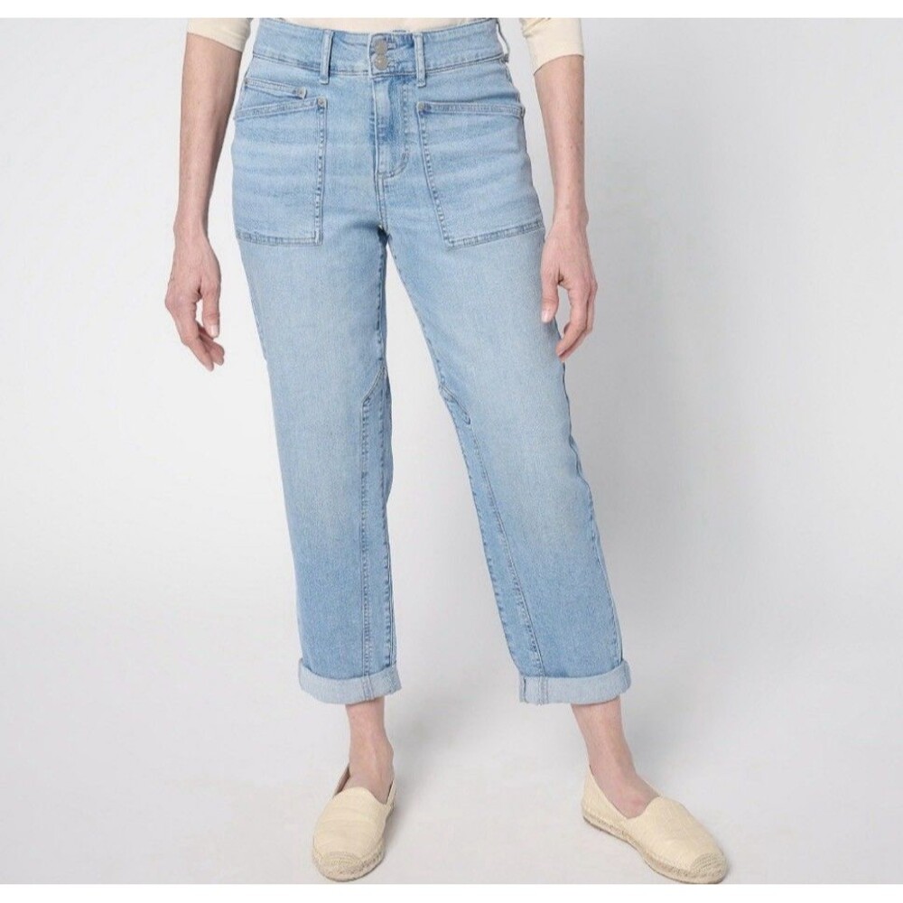LOGO by Lori Goldstein Regular Indigo Straight Leg Ankle Jeans Light Wash Sz 22W